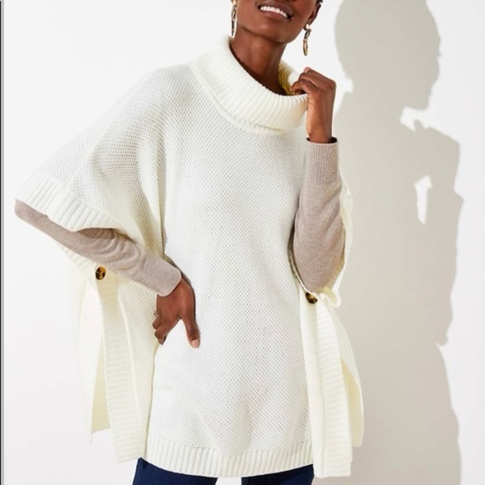New LOFT Turtleneck Button Poncho, XS